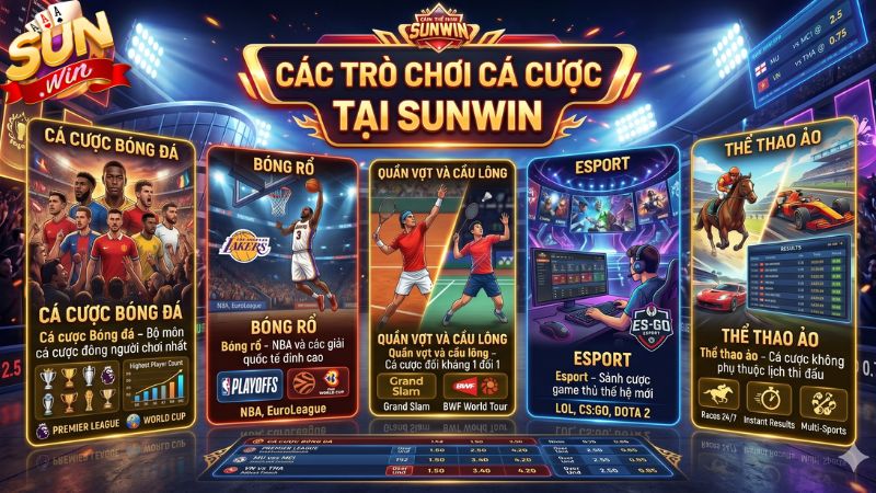 Điểm danh các trò chơi cá cược thể thao Sunwin phổ biến
