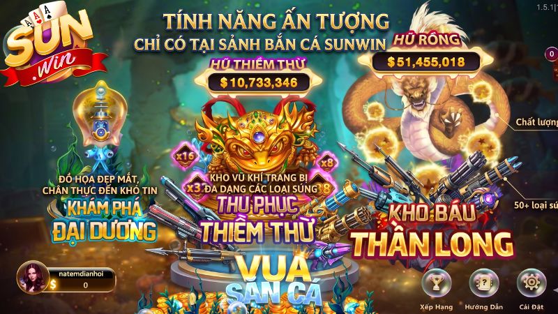 Săn cá Sunwin trang bị kho vũ khí với đủ mọi loại súng 